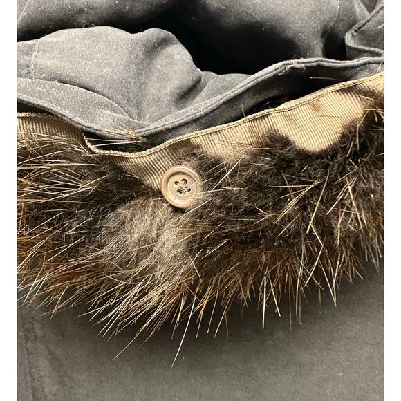 Vintage London Fog Fur Trim Parka Coat Black Hooded Winter Jacket Women’s Size M - Picture 9 of 13